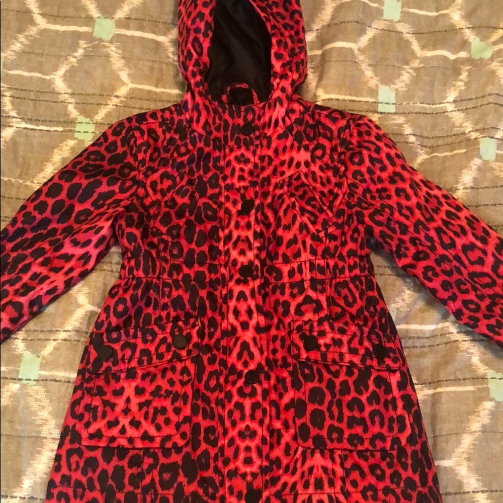 Red print raincoat